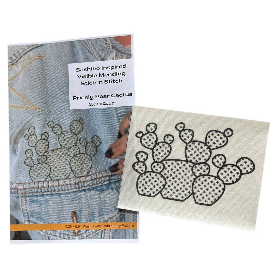 Sashiko Prickly Pear Mending Stick and Stitch Pattern