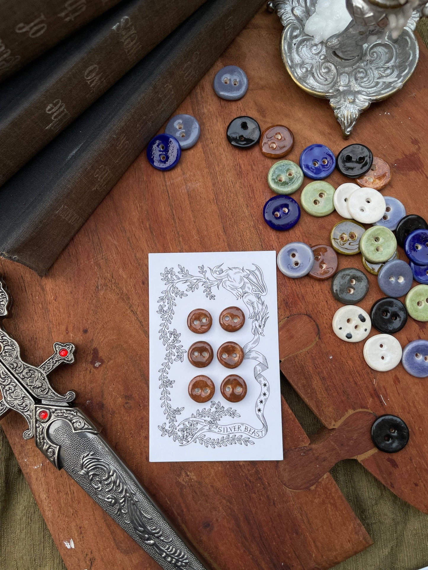 Handmade Ceramic Mini Buttons (13mm) (Set of 6)