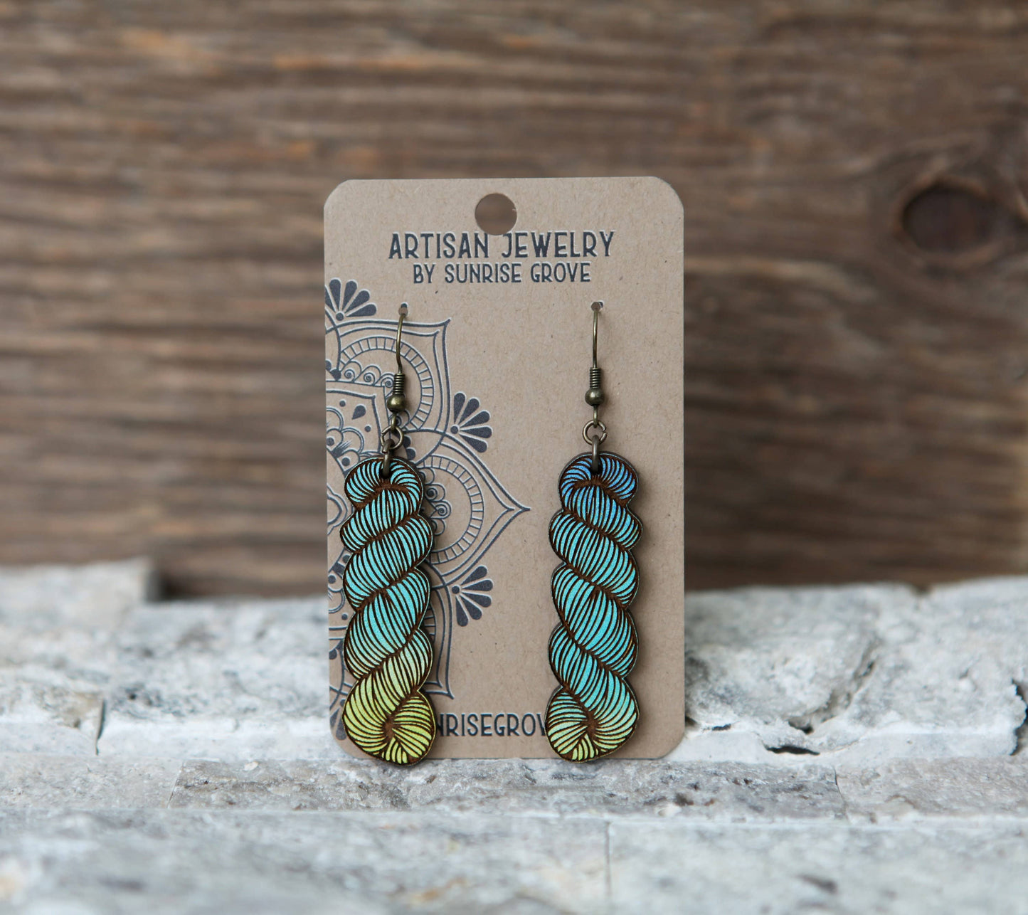 Color Mix or Wood Yarn Hank Earrings for Crafters