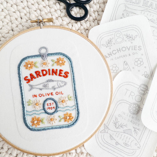 Tinned Fish Embroidery Stick and Stitch Patterns
