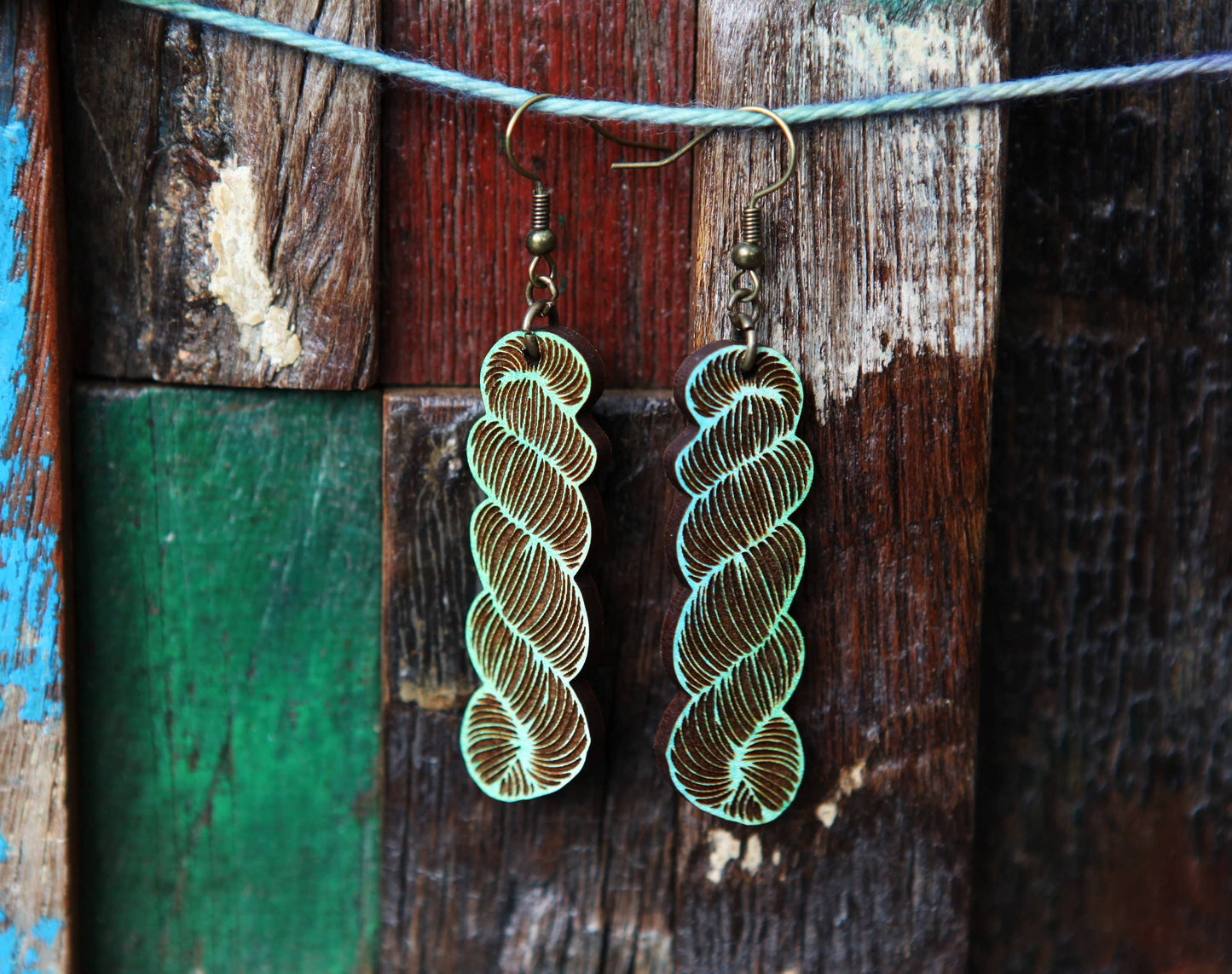 Color Mix or Wood Yarn Hank Earrings for Crafters