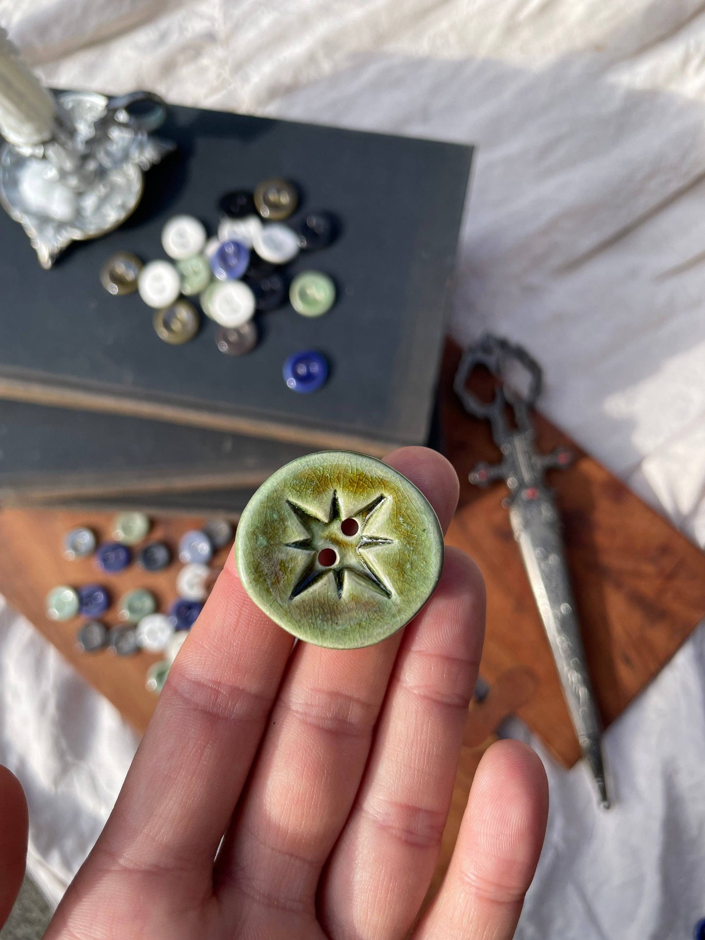 Jumbo Handmade Ceramic Star Button (30mm)
