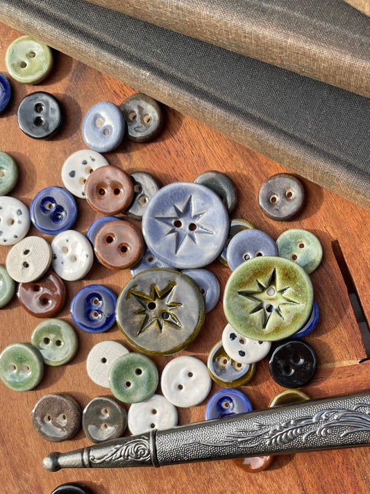 Jumbo Handmade Ceramic Star Button (30mm)