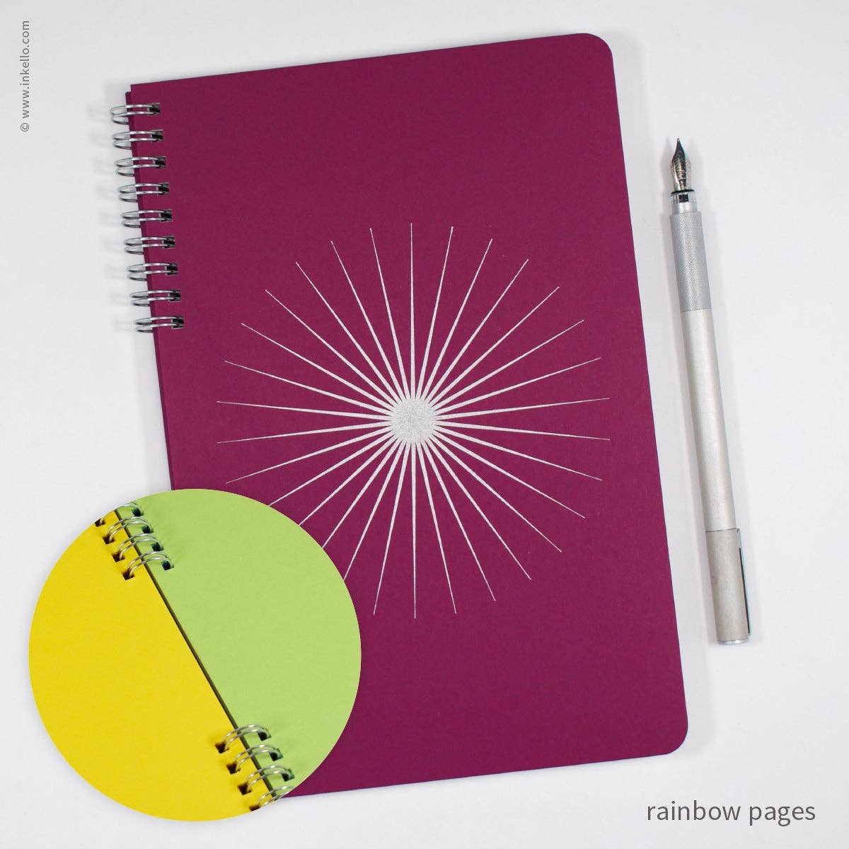 Big Burst Spiral Notebook with Mulberry Cover and Silver Ink