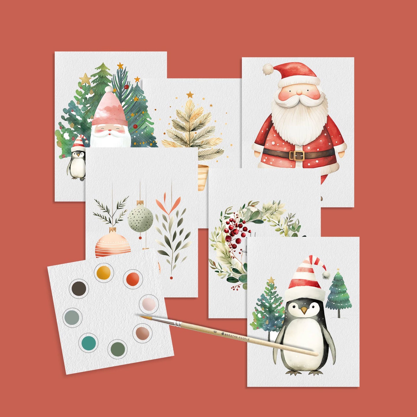 All in One Watercolor Mini Prints + Postcards: Holidays