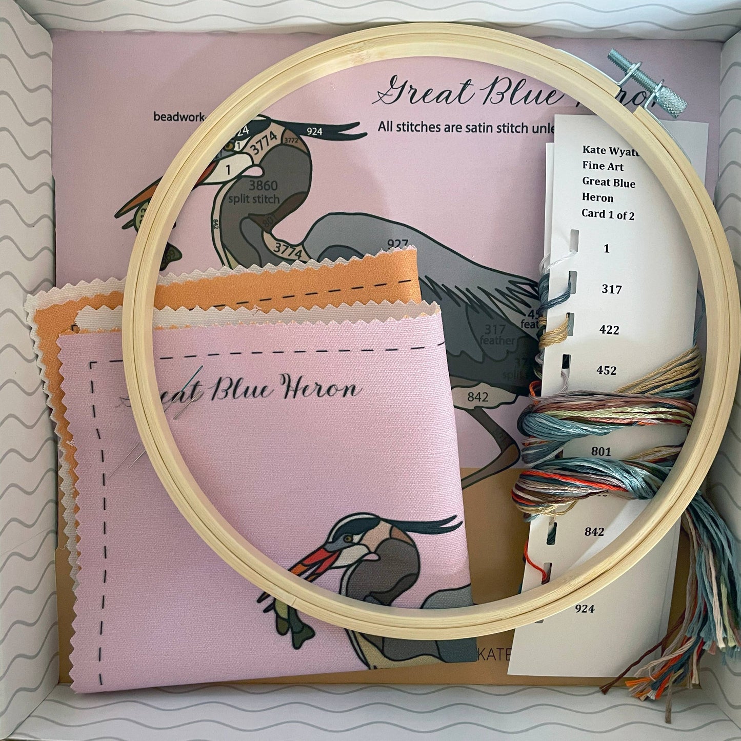 DIY Embroidery and Beadwork Kit - Great Blue Heron (8")
