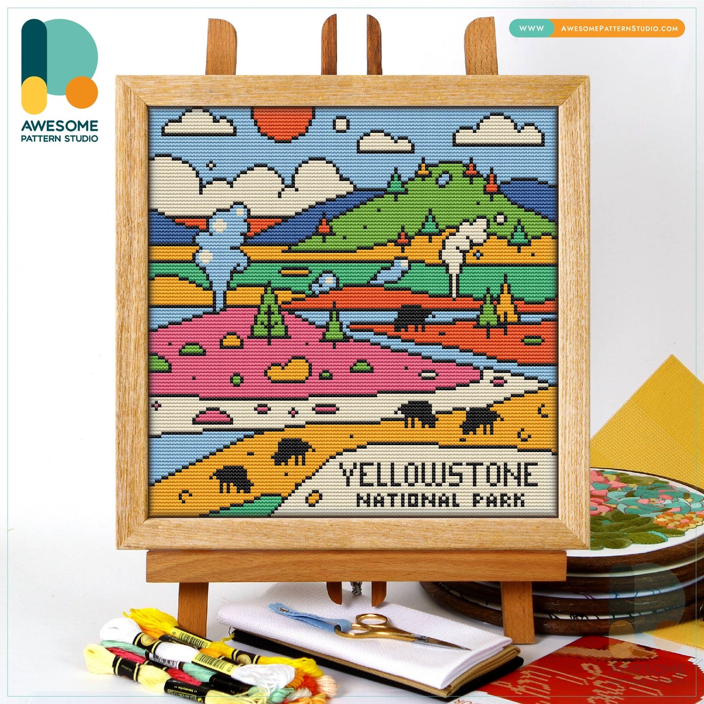 CS2671-1 Yellowstone National Park, Counted Cross Stitch Kit