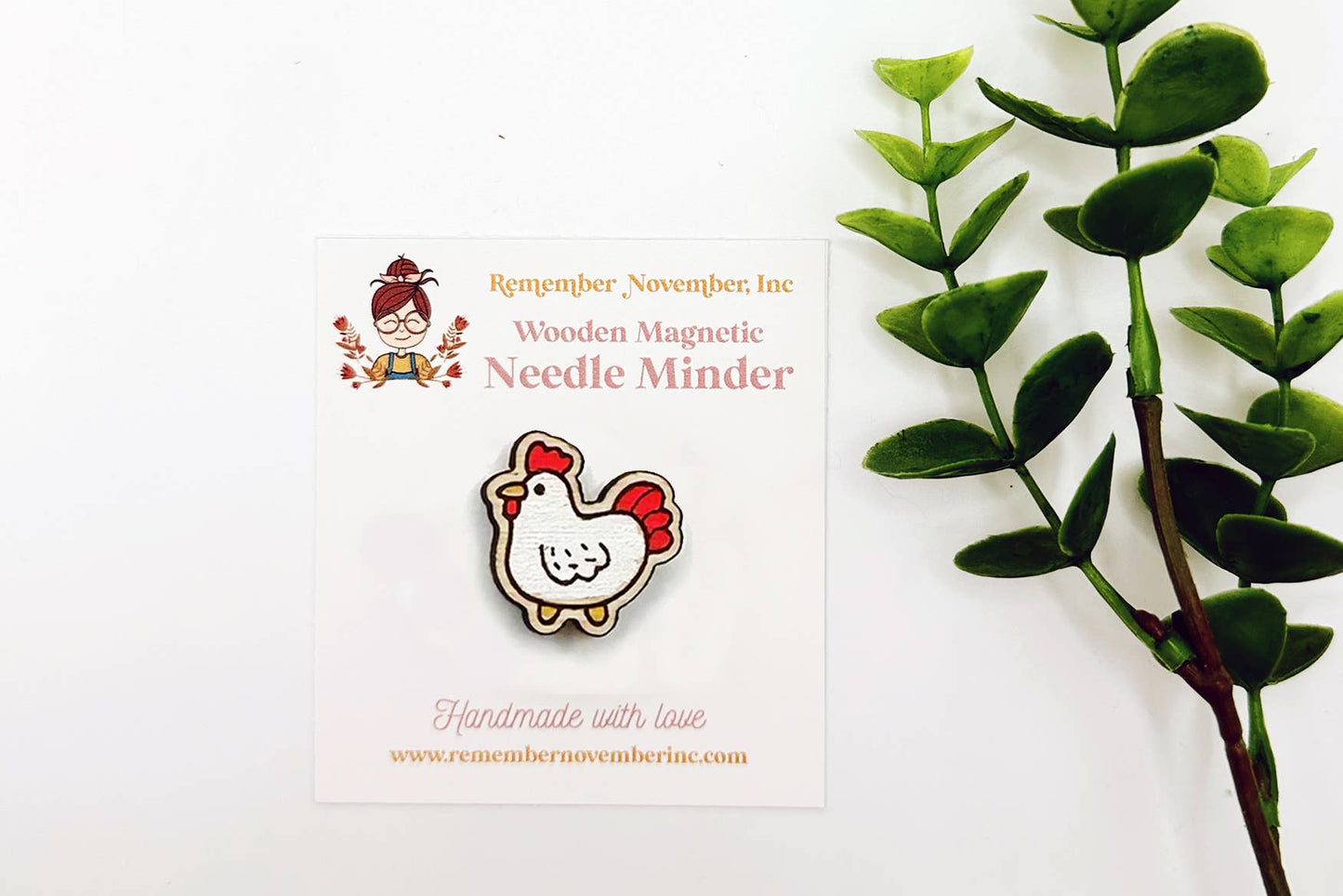 Chicken Needle Minder, Wooden Magnetic Needle Minder