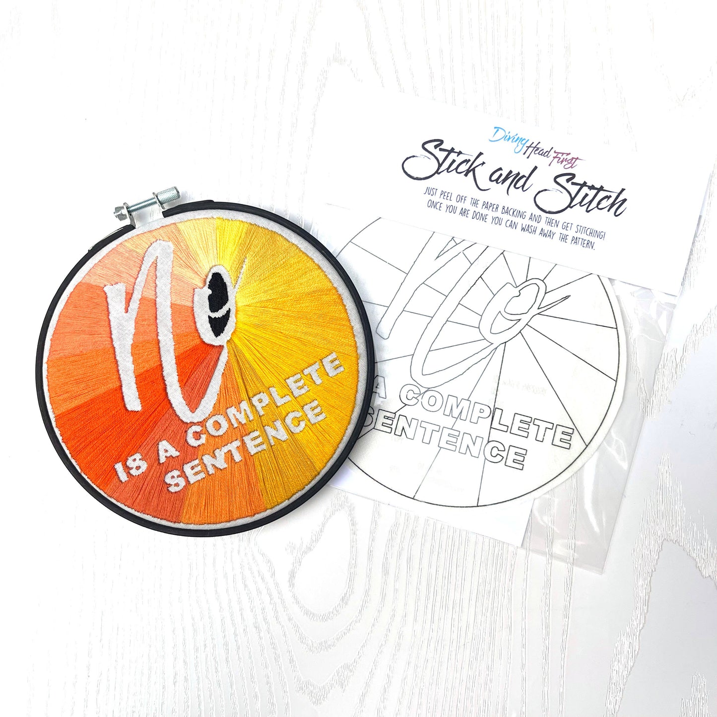 No is a complete sentence, Stick and Stitch hand embroidery pattern
