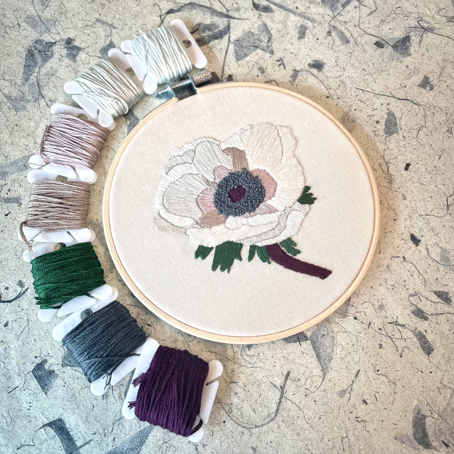 DIY Embroidery Kit - Anemone (5")