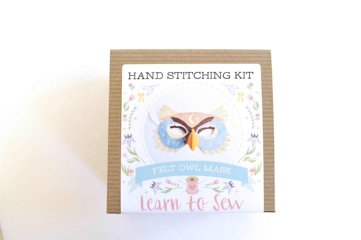 Felt Owl Mask Hand Sewing Kit - Moon & Stars Edition
