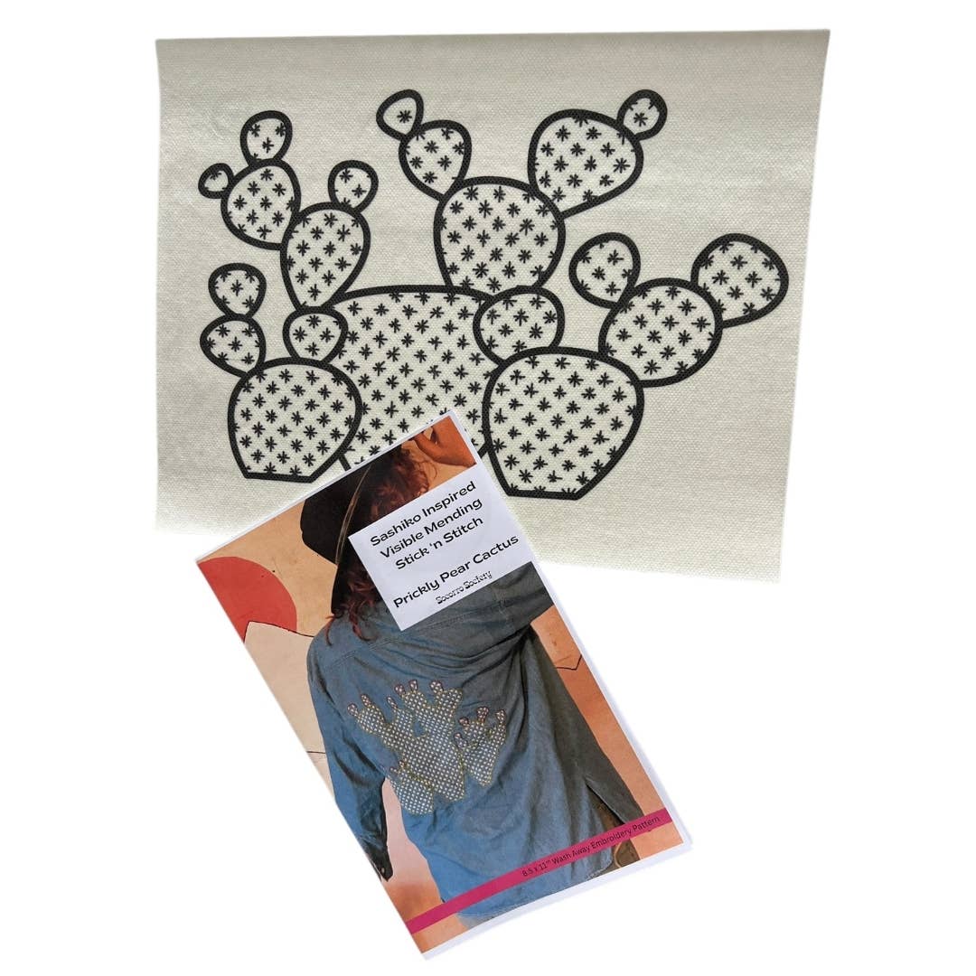 Sashiko Prickly Pear Mending Stick and Stitch Pattern