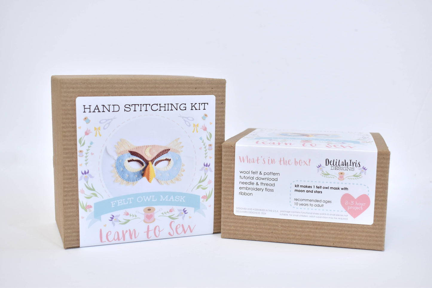 Felt Owl Mask Hand Sewing Kit - Moon & Stars Edition
