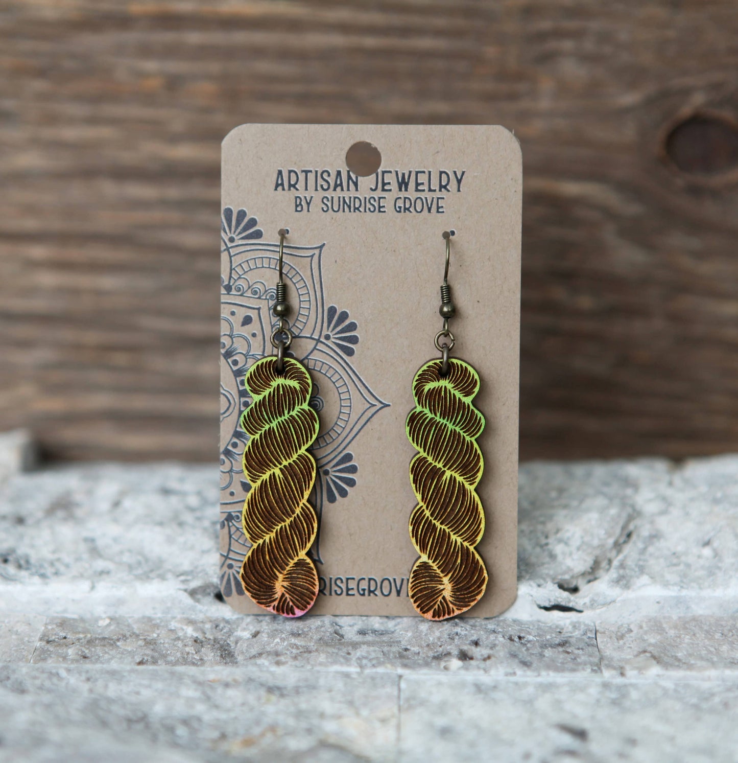 Color Mix or Wood Yarn Hank Earrings for Crafters