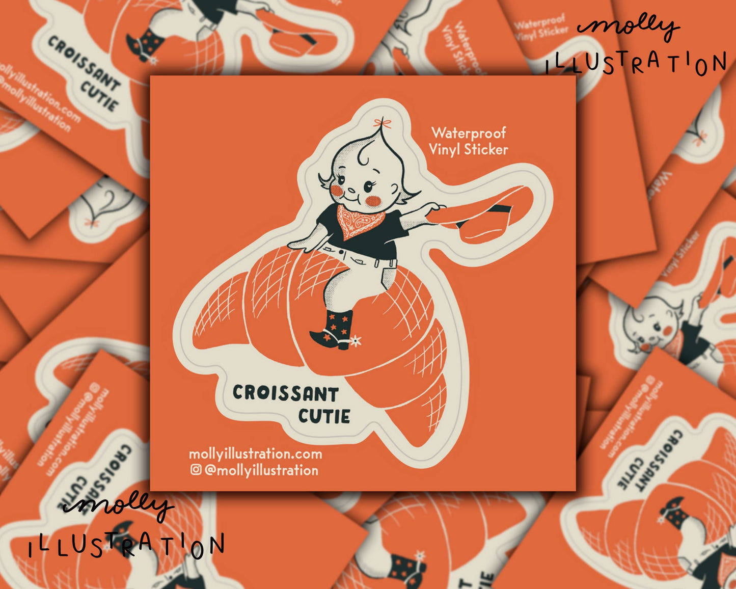 Croissant Cutie Cartoon Waterproof Vinyl Sticker