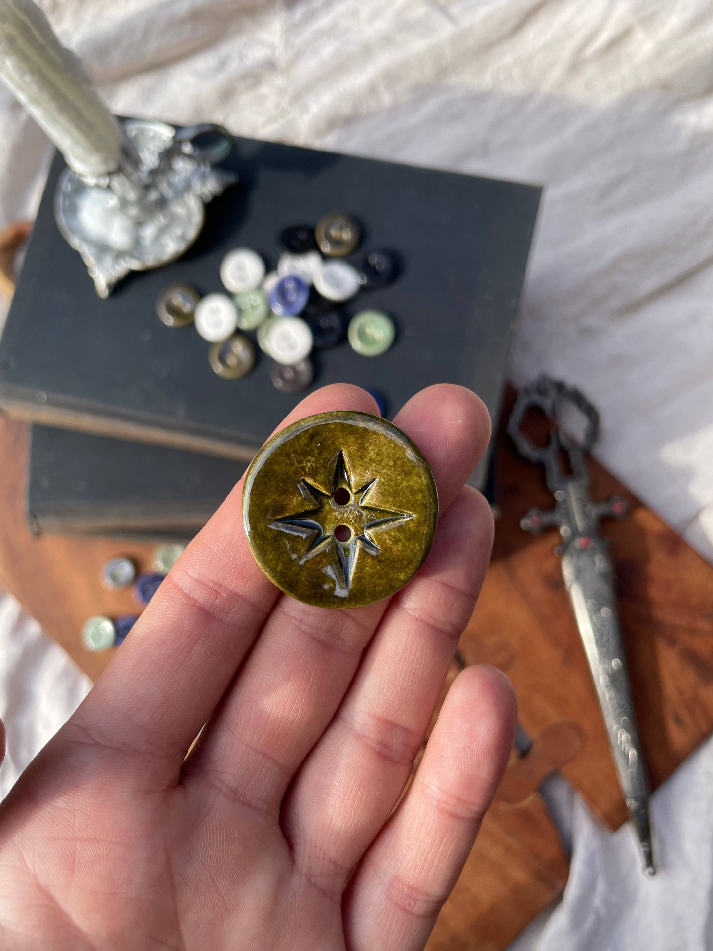 Jumbo Handmade Ceramic Star Button (30mm)