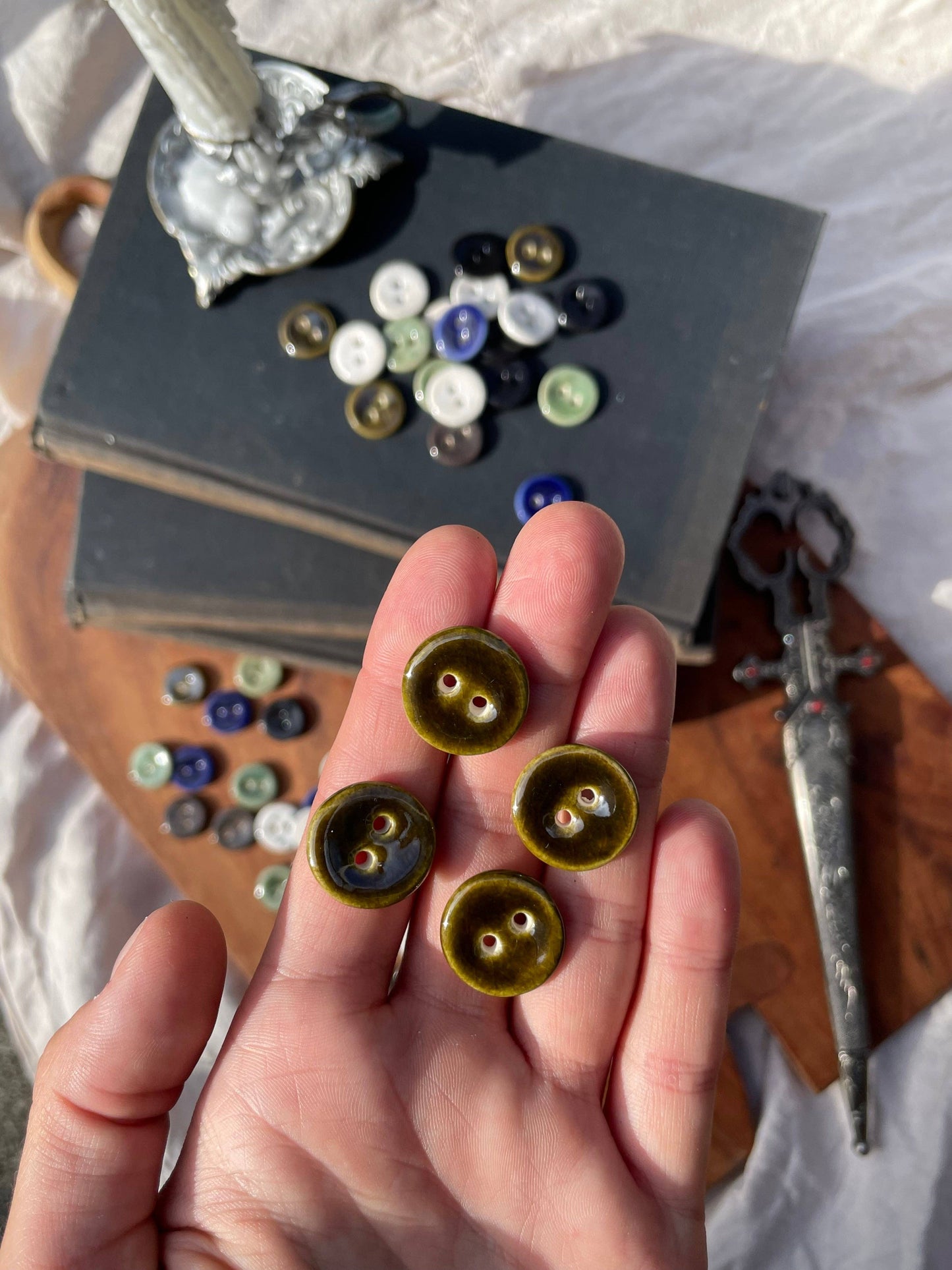 Medium Handmade Ceramic Buttons (18mm) (Set of 5)