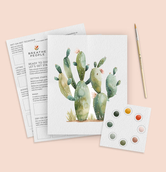 All-In-One Beginner Watercolor Kit - Desert Cactus