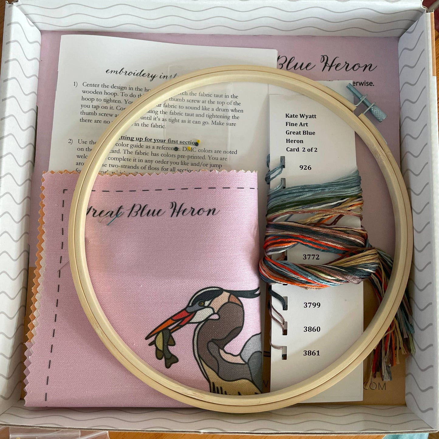 DIY Embroidery and Beadwork Kit - Great Blue Heron (8")