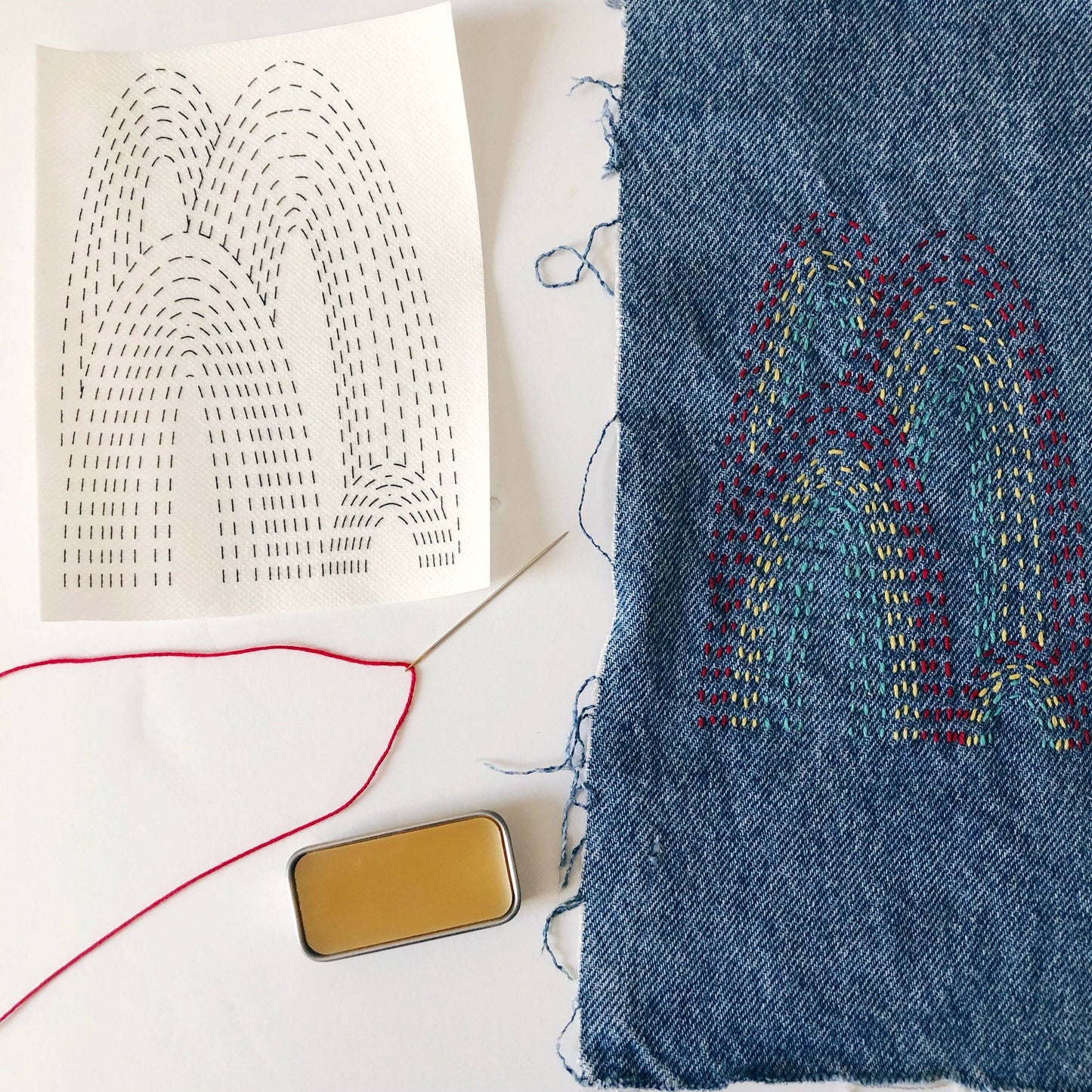 Washable Mending Transfers Set #2 Red Patterns