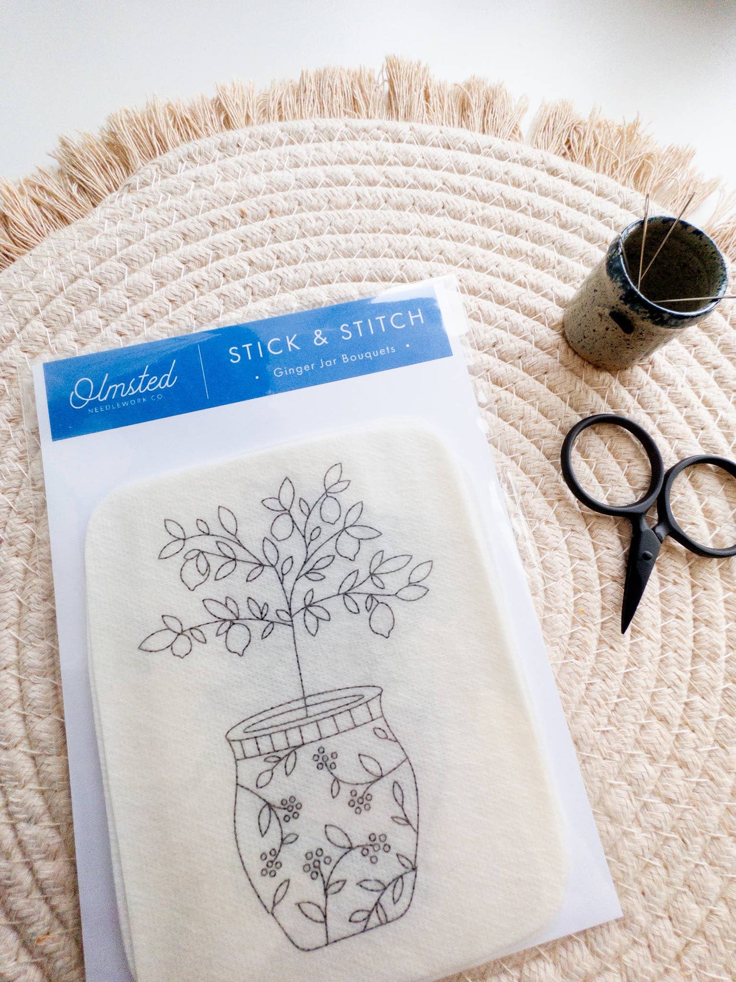 Ginger Jar Floral Stick & Stitch Embroidery Patterns