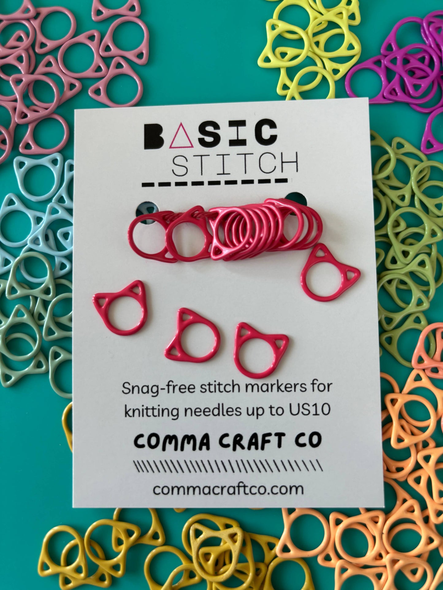 Basic Stitch Set Snag-Free Metal Stitch Markers Cat + Hearts