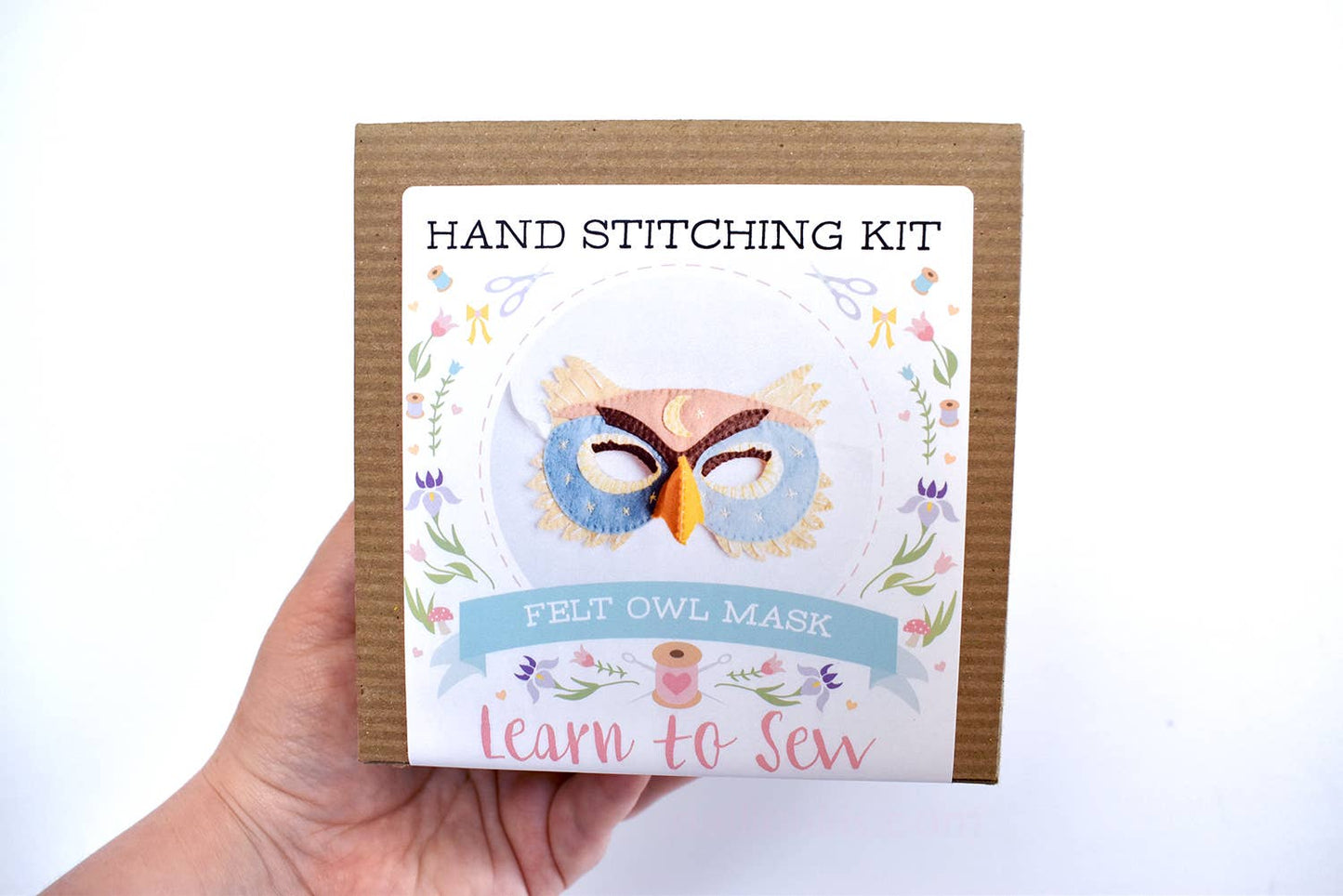 Felt Owl Mask Hand Sewing Kit - Moon & Stars Edition