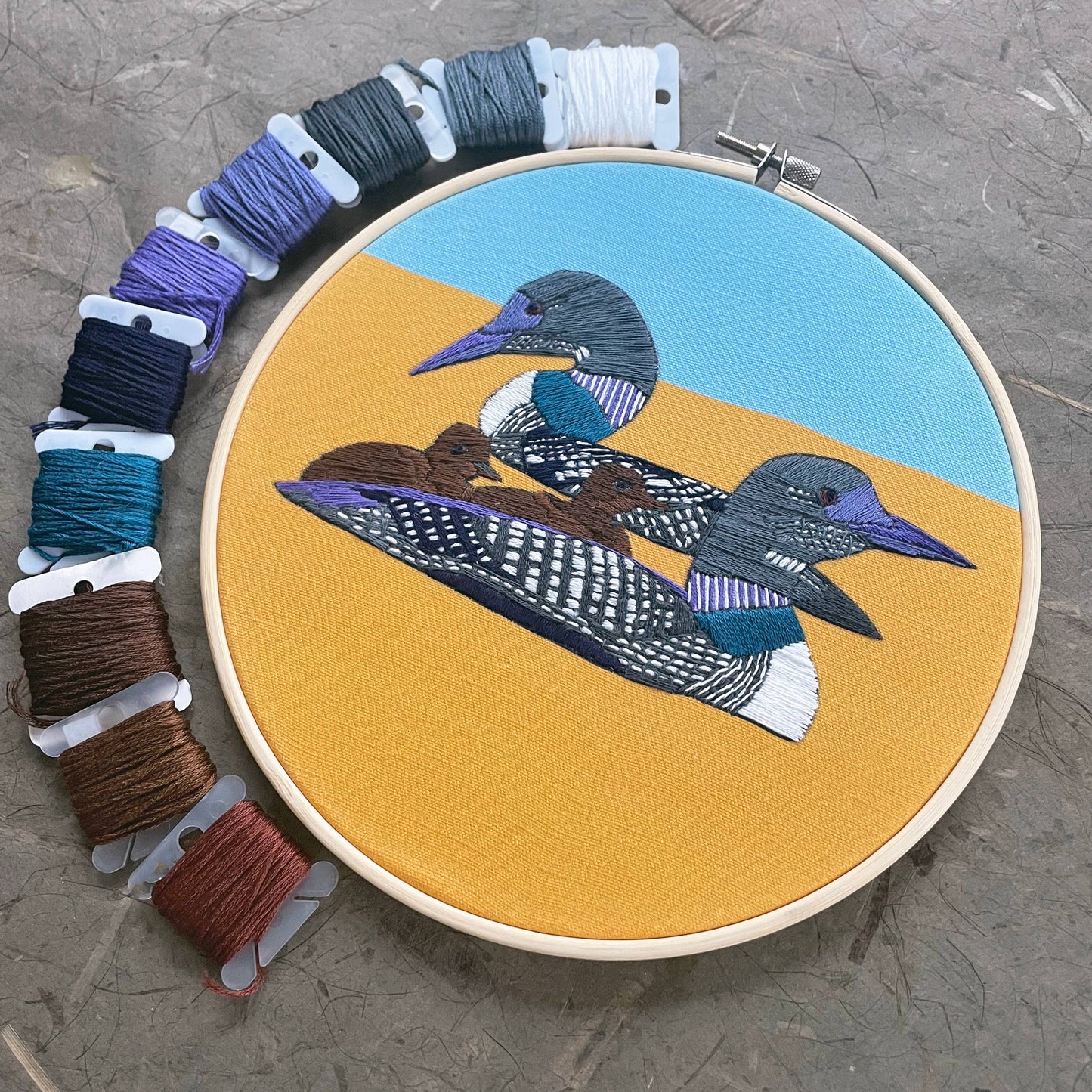 DIY Embroidery Kit - Loons (8")