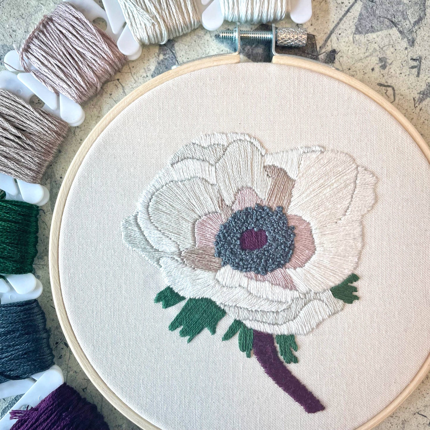 DIY Embroidery Kit - Anemone (5")