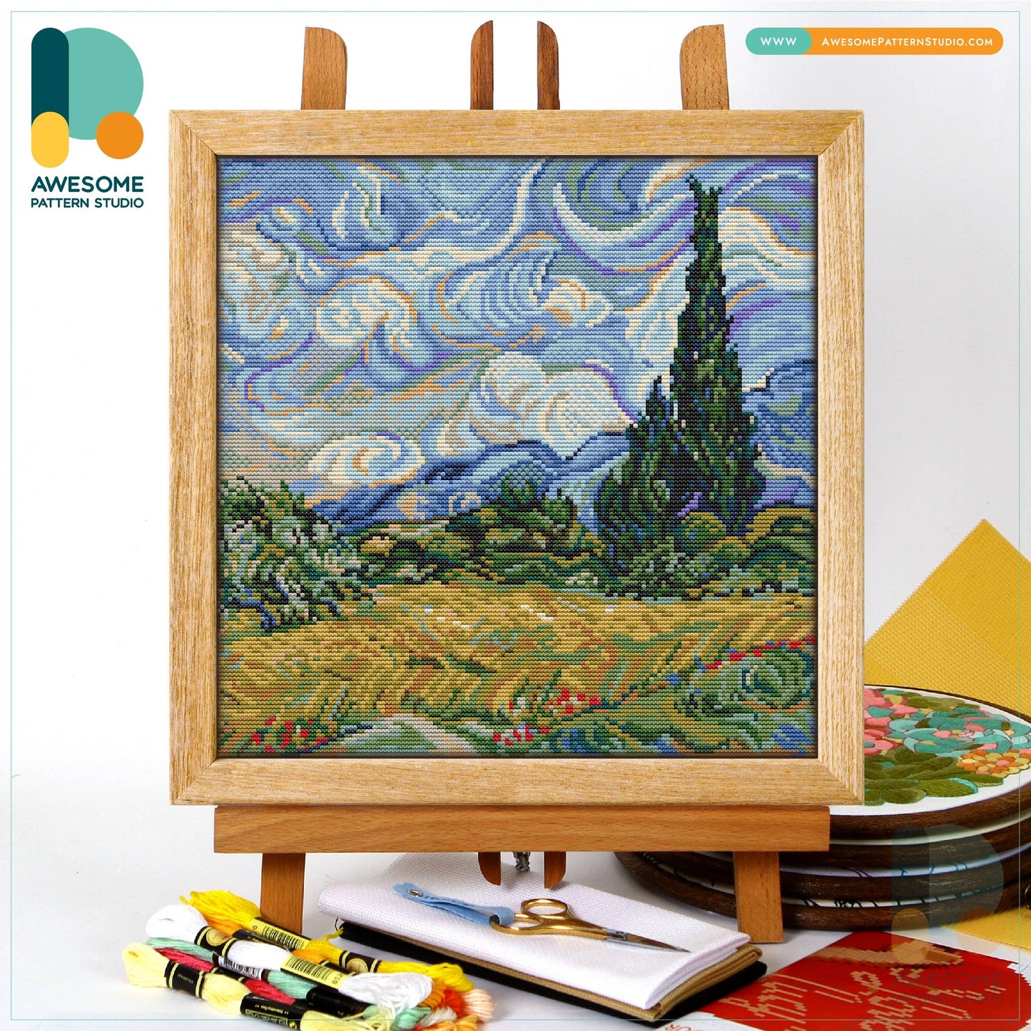 CS2283 Wheat Field with Cypresses, Counted Cross Stitch Kit