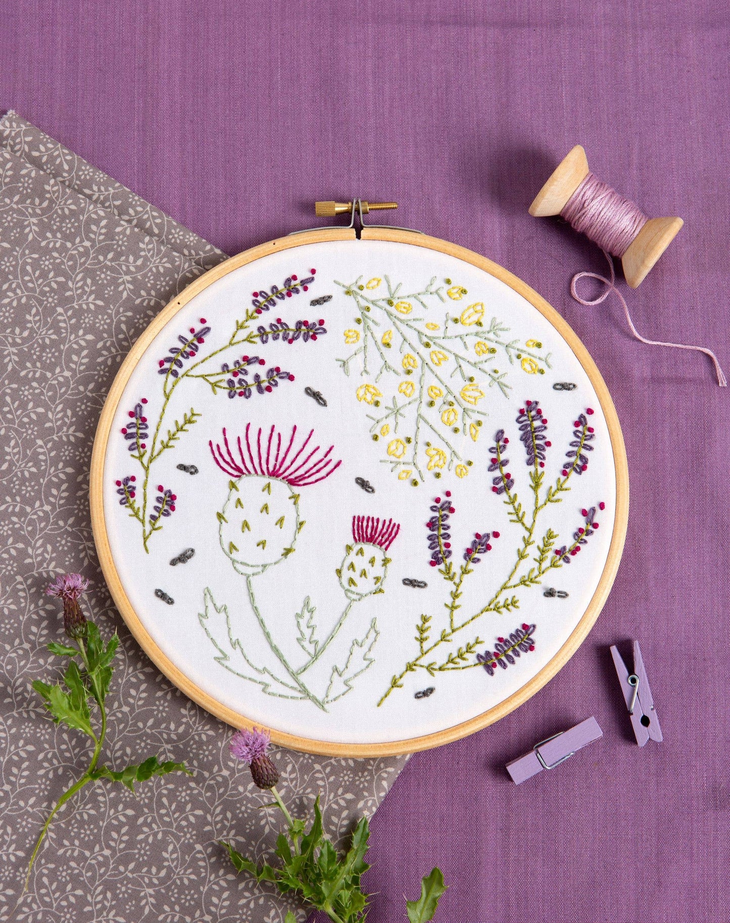 Highland Heathers Embroidery Kit | Complete Craft Kit for Beginners