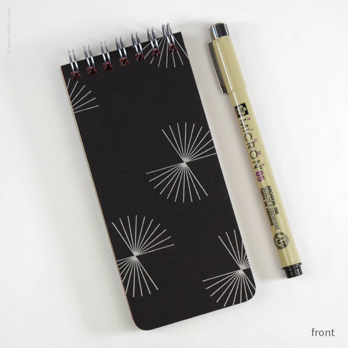 Small Black Spiral Notepad With Bursts + Rainbow Pages (#508)