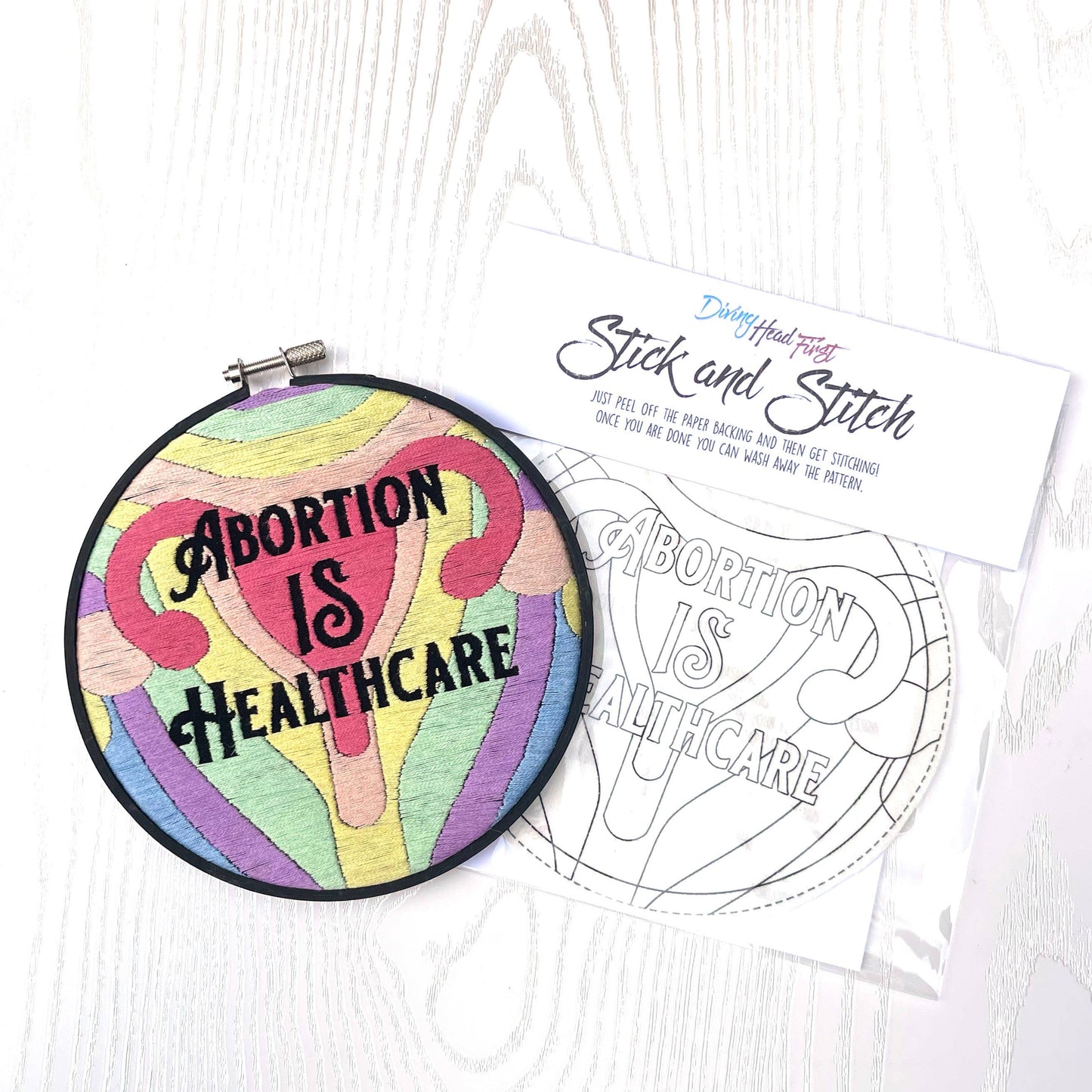 Abortion is Healthcare Stick and Stitch embroidery pattern