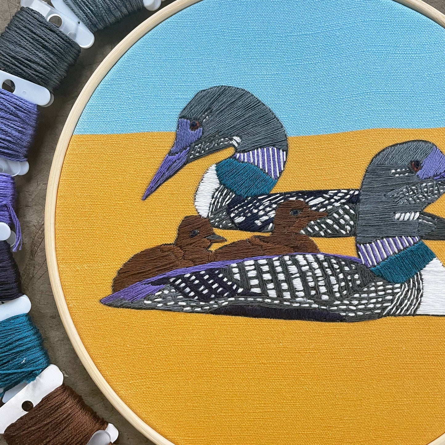 DIY Embroidery Kit - Loons (8")