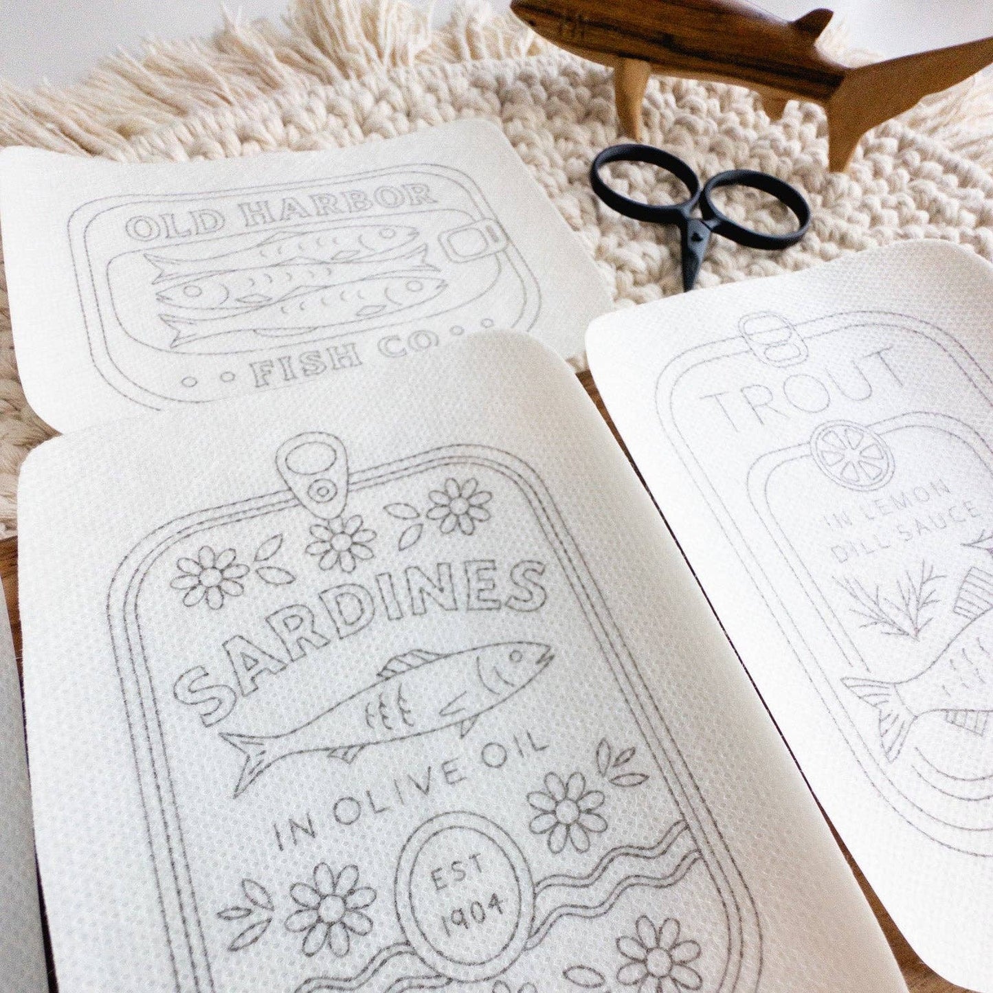 Tinned Fish Embroidery Stick and Stitch Patterns