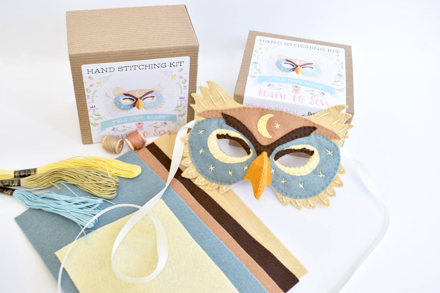 Felt Owl Mask Hand Sewing Kit - Moon & Stars Edition