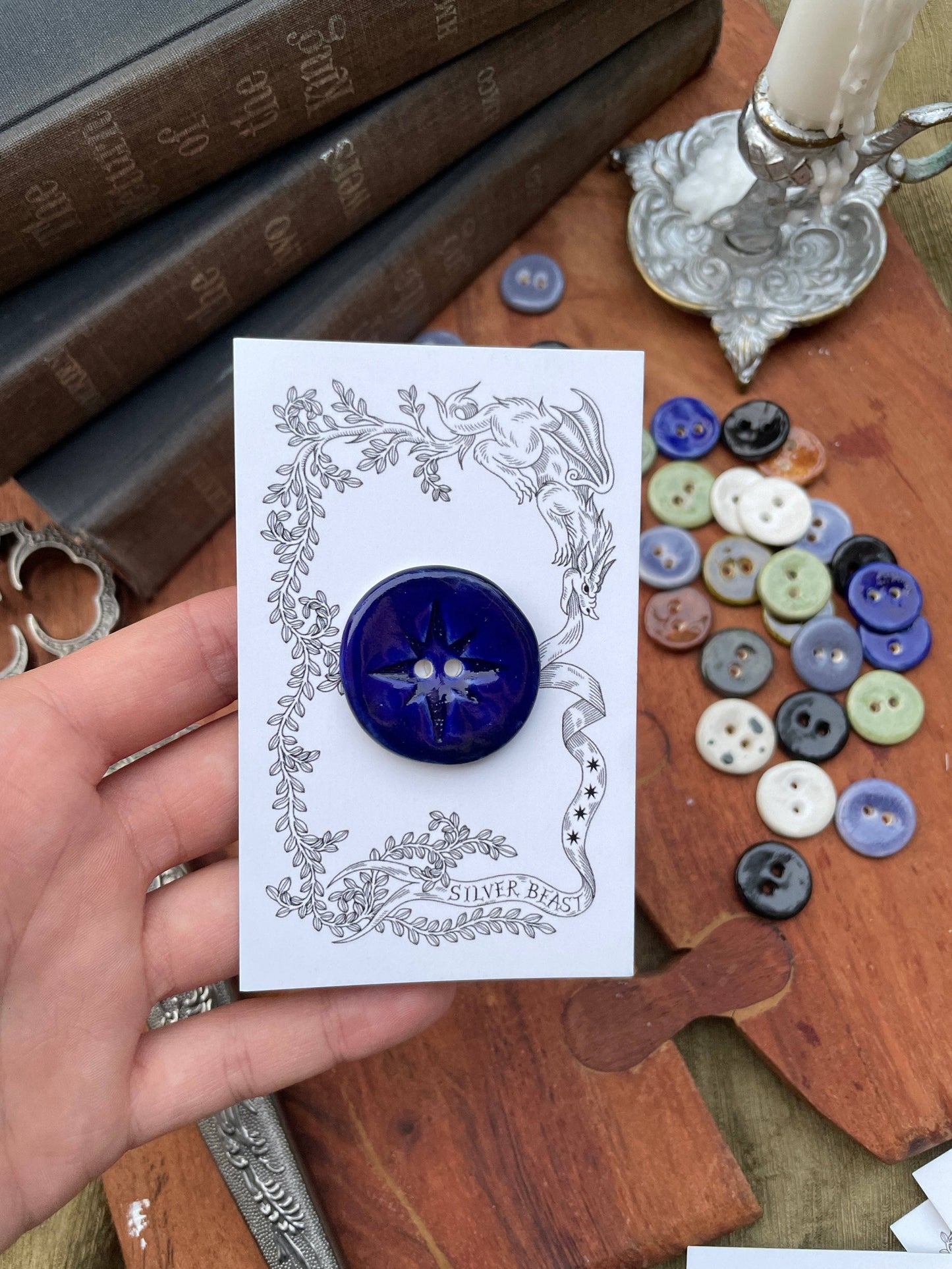 Jumbo Handmade Ceramic Star Button (30mm)