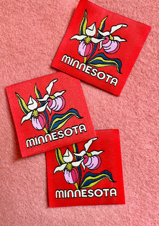 Minnesota Lady Slipper-Woven Sticker Patch