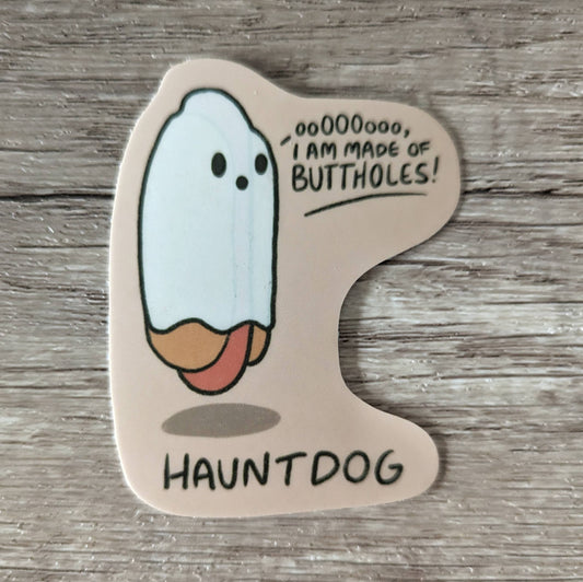 Haunt Dog - Cute Hotdog Ghost Funny Vinyl Sticker