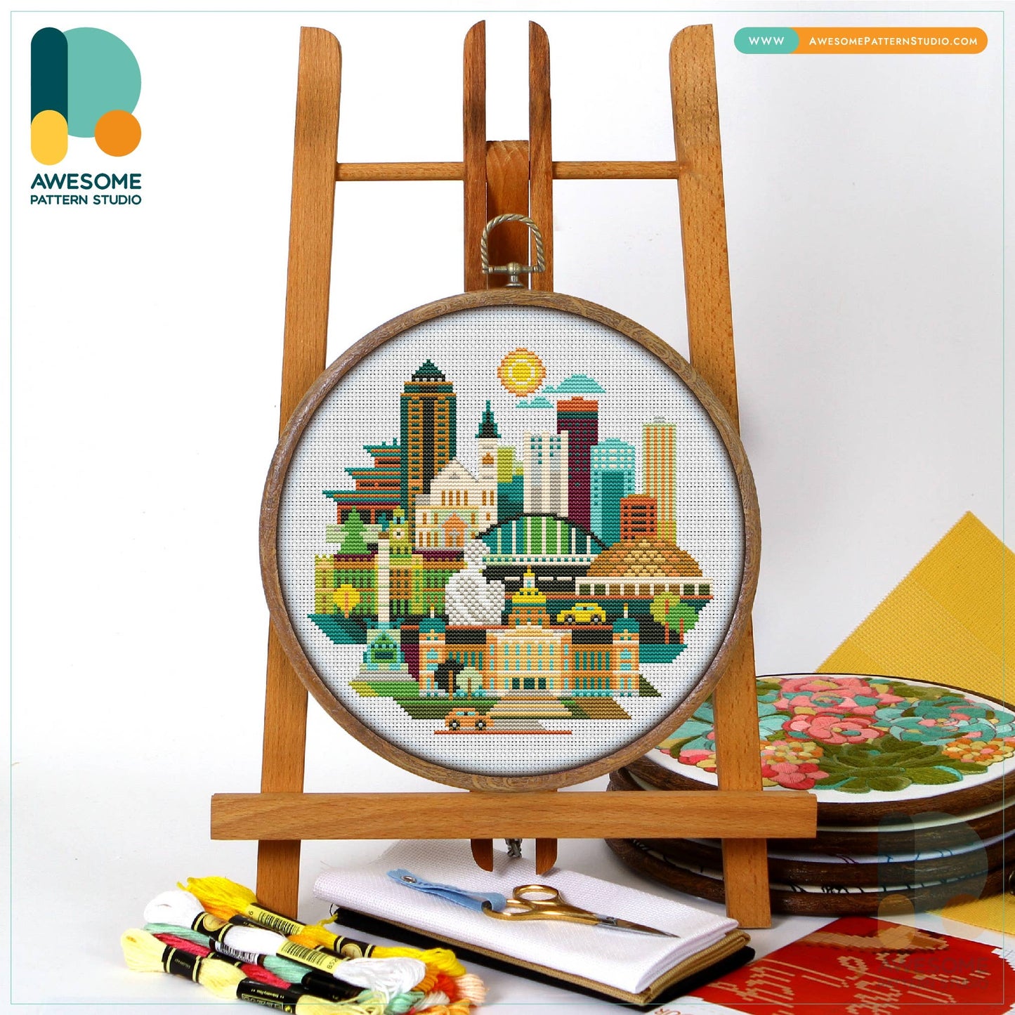 Des Moines Iowa Counted Cross Stitch Kit