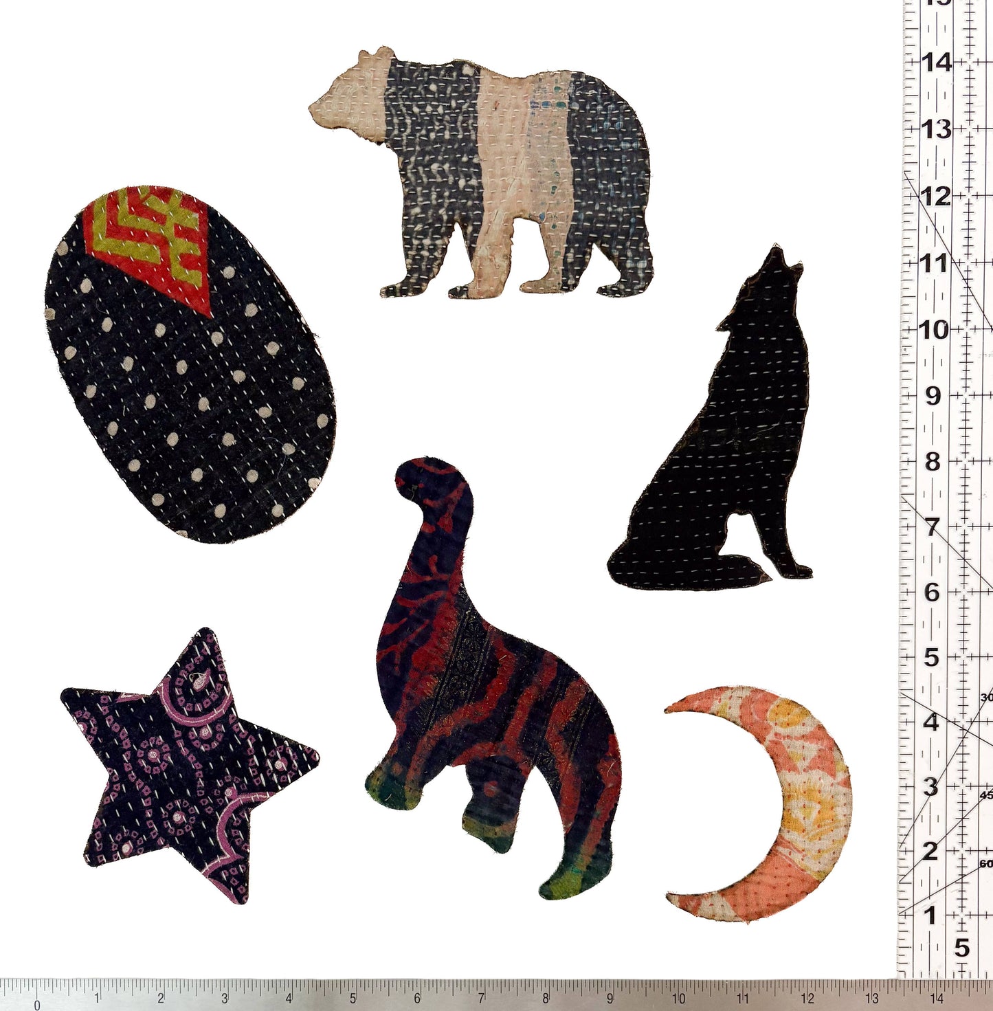 Iron-on Kantha Scrap Patches - Medium Size