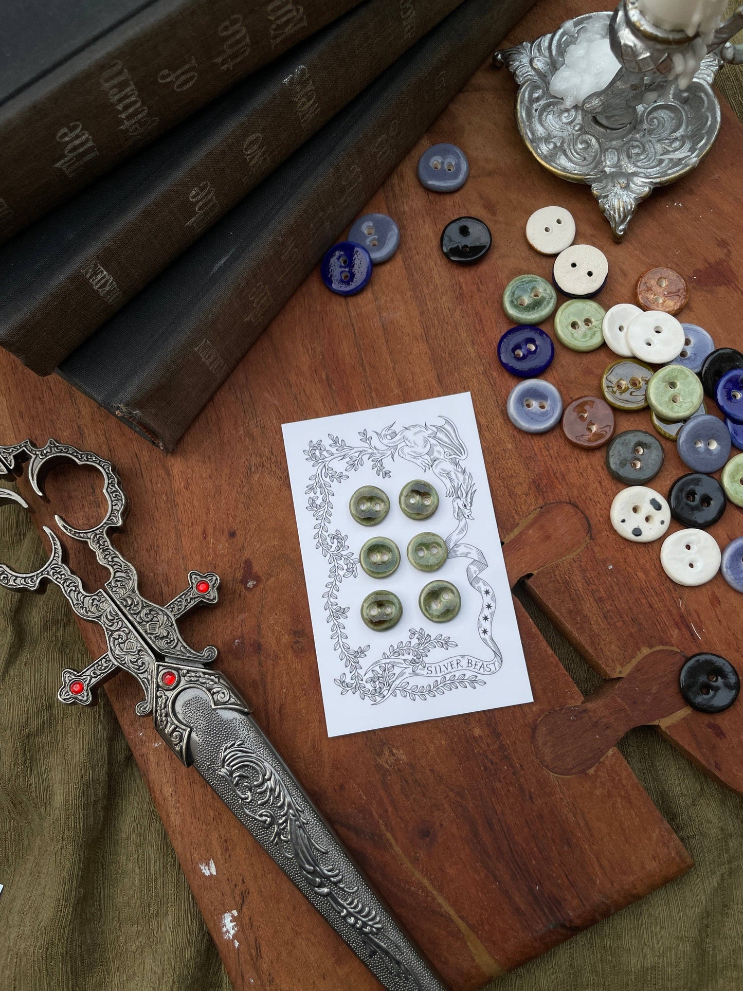 Handmade Ceramic Mini Buttons (13mm) (Set of 6)