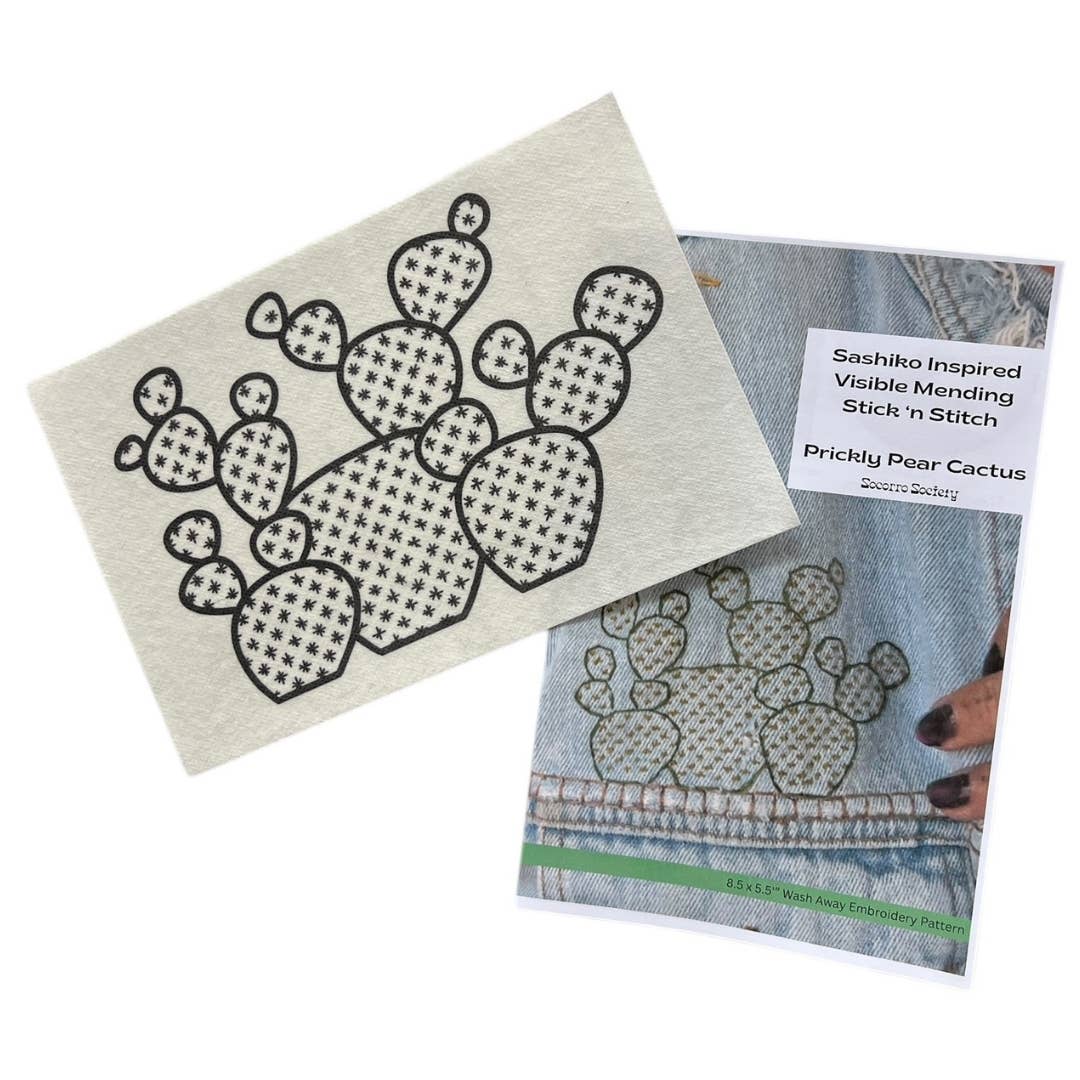 Sashiko Prickly Pear Mending Stick and Stitch Pattern