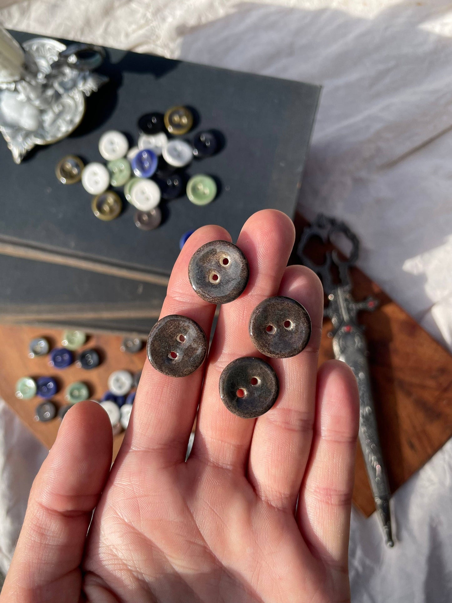 Medium Handmade Ceramic Buttons (18mm) (Set of 5)