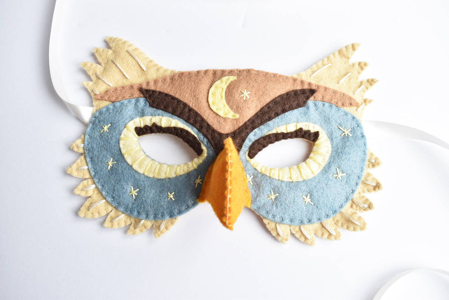 Felt Owl Mask Hand Sewing Kit - Moon & Stars Edition