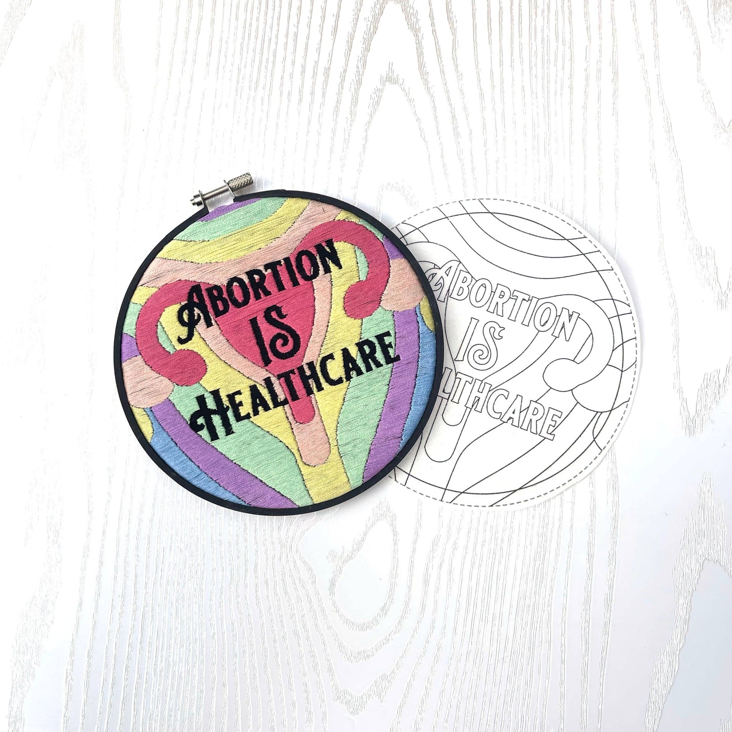 Abortion is Healthcare Stick and Stitch embroidery pattern