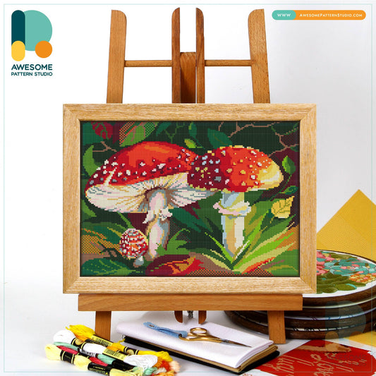 Red Cap Mushroom,Counted Cross Stitch Kit