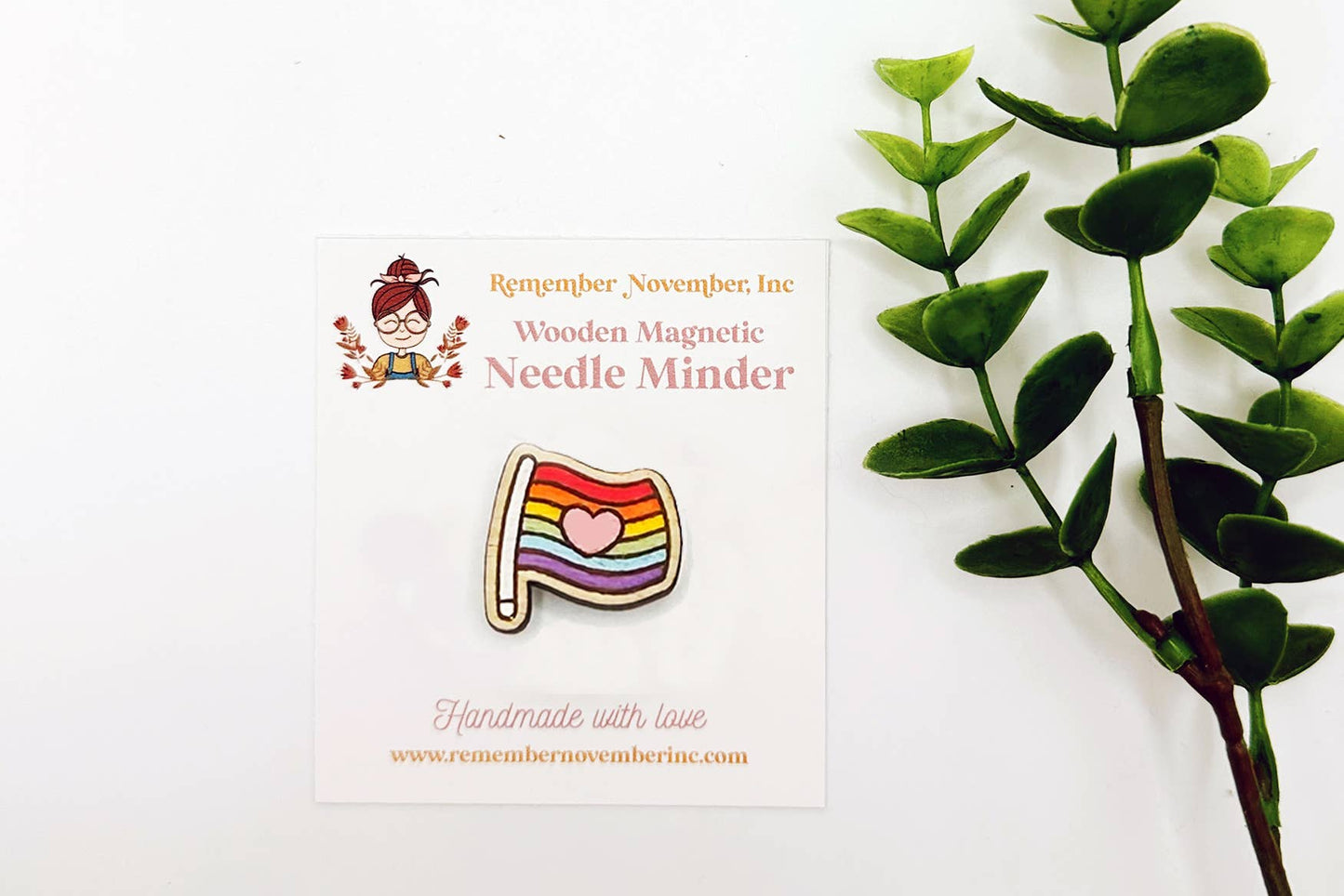 Pride Flag Needle Minder, Wooden Magnetic Needle Minder
