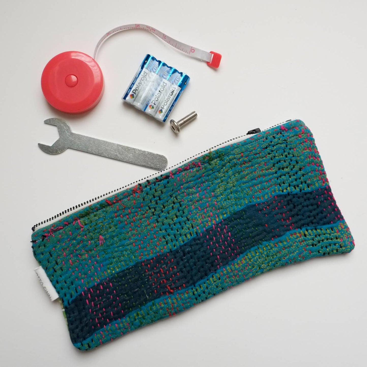 Kantha Scrap Flat Zip Pouch