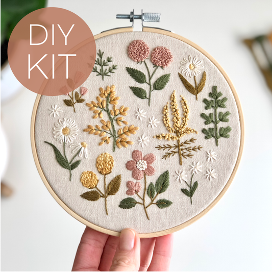 Floral Embroidery DIY Kit, modern embroidery craft kit